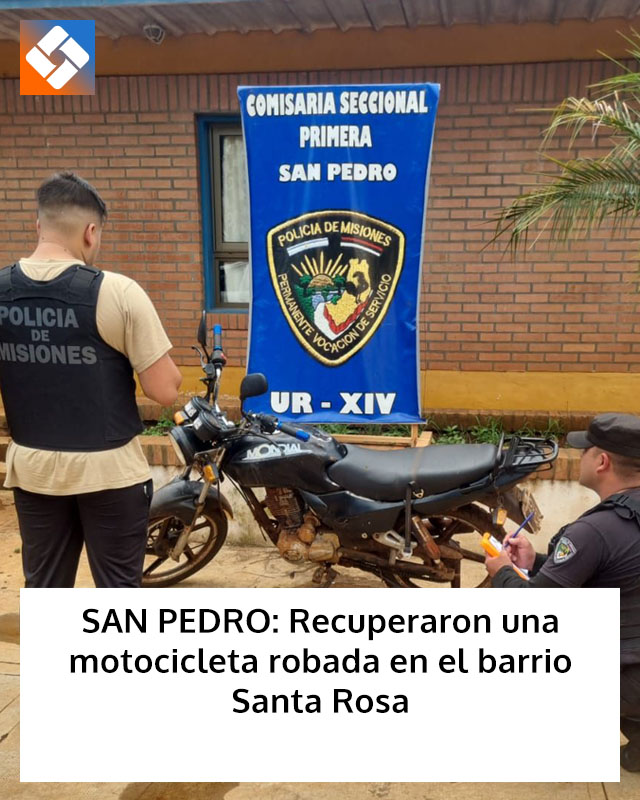 SAN PEDRO: Recuperaron una motocicleta robada en el barrio Santa Rosa
