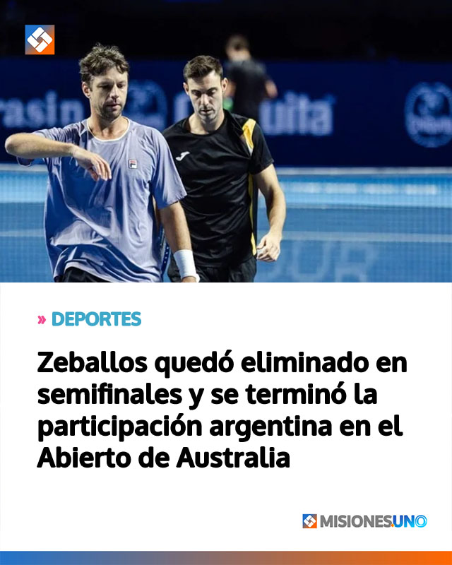 Zeballos quedó eliminado en semifinales y se terminó la participación argentina en el Abierto de Australia
