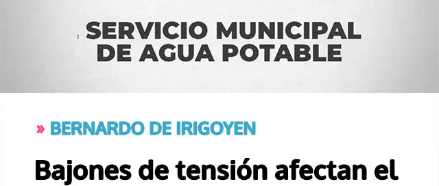 Bajones de tensión afectan el bombeo de agua en distintos barrios
