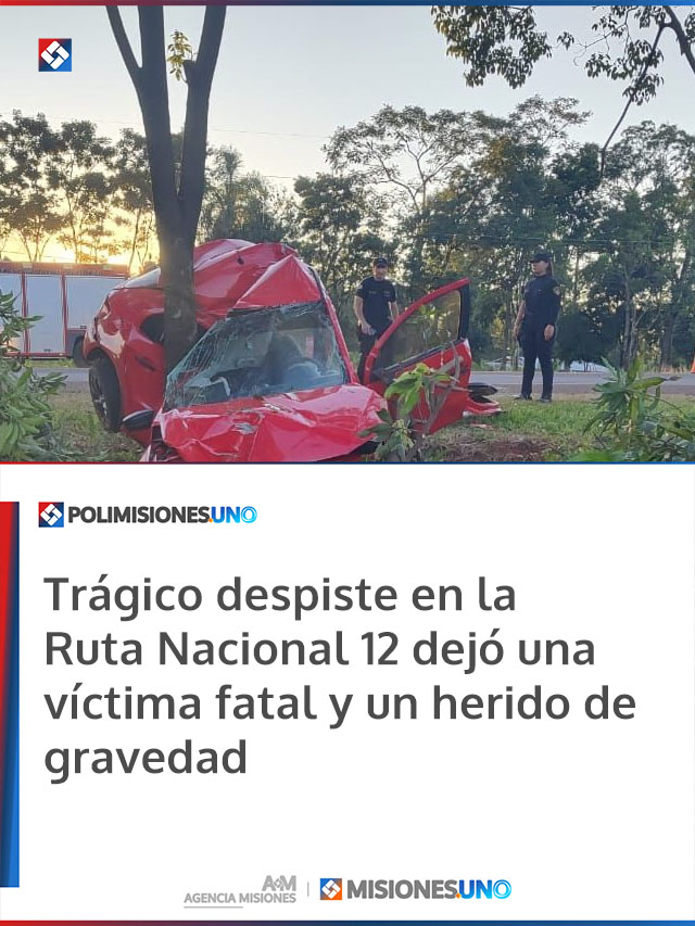 Trágico despiste en la Ruta Nacional 12 dejó una víctima fatal y un herido de gravedad